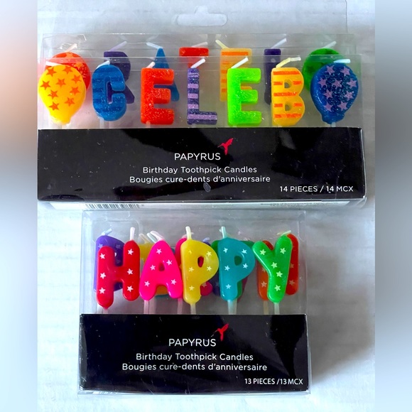 Papyrus Balloon Birthday Candles - Set Of 6 Colorful Toothpick Candles, 4.25 Inches Tall